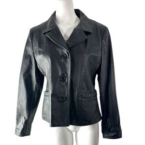 The Leather Ranch Le Ranch du Cuir Leather Black Jacket Canadian Size 4